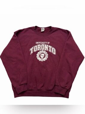 University of Toronto Burgundy Maroon Pullover Sweatshirt Gildan Heavy Blend M